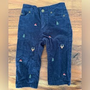 *WORN ONCE* embroidered Christmas navy pants. Janie & Jack size 12-18 months.